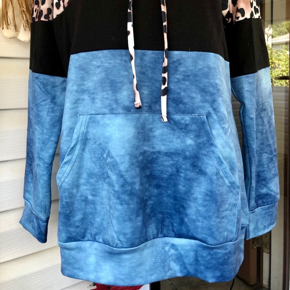 🍃LAST 1 Md💕NWT Colorblock Leopard Print Hoodie💕 - Picture 11 of 16